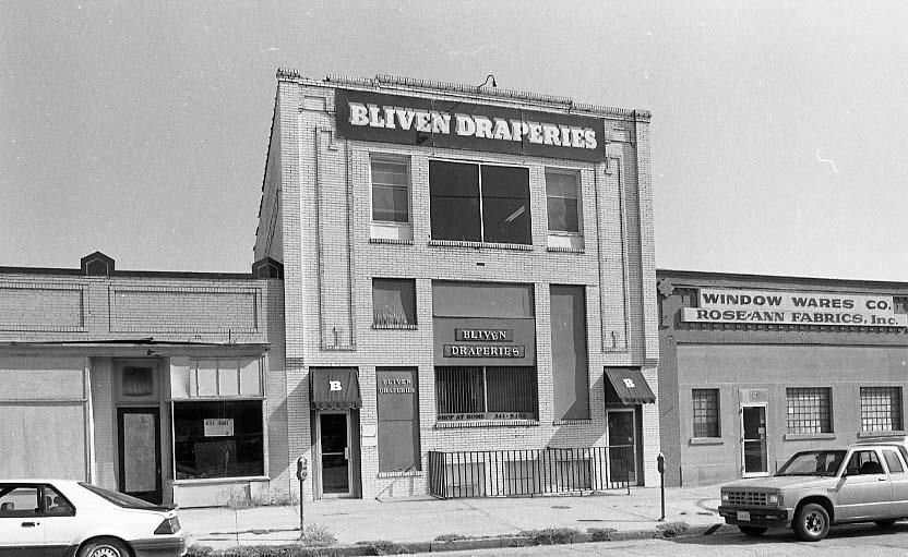 Vintage image of exterior of Bliven Draperies and Window Wares Co.